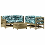 Set Divani da Giardino 5pz con Cuscini Legno Impregnato di Pino