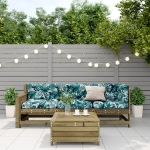 Set Divani da Giardino 4pz con Cuscini Legno Impregnato di Pino