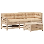 Set Divani da Giardino 4 pz con Cuscini Legno Massello di Pino