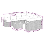 Set Divani da Giardino 9 pz con Cuscini Nero in Polyrattan