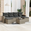 Set Divani da Giardino 7pz con Cuscini Grigio Chiaro Polyrattan