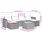 Set Divani da Giardino 7pz con Cuscini Grigio Chiaro Polyrattan