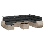 Set Divano da Giardino 9 pz con Cuscini Grigio in Polyrattan