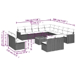 Set Divani da Giardino 14pz con Cuscini in Polyrattan Beige