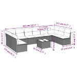 Set Divani da Giardino 11 pz con Cuscini in Polyrattan Nero