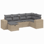 Set Divano da Giardino 6 pz con Cuscini Beige Misto Polyrattan