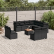 Set Divani da Giardino 12 pz con Cuscini Nero in Polyrattan