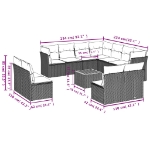 Set Divani da Giardino 12 pz con Cuscini Nero in Polyrattan
