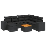 Set Divani da Giardino con Cuscini 8 pz Nero in Polyrattan
