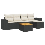 Set Divano da Giardino 6 pz con Cuscini Nero in Polyrattan