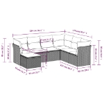Set Divani da Giardino 7 pz con Cuscini Marrone in Polyrattan