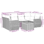 Set Divani da Giardino 7 pz con Cuscini Grigio in Polyrattan