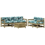 Set Divani da Giardino 6pz con Cuscini Legno Impregnato di Pino