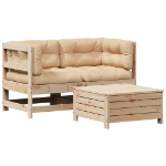 Set Divani da Giardino 3 pz con Cuscini Legno Massello di Pino