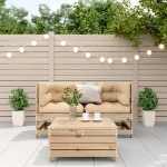 Set Divani da Giardino 3 pz con Cuscini Legno Massello di Pino