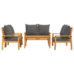 Set Salotto da Giardino 5 pz con Cuscini Legno Massello Acacia