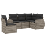 Set Divano da Giardino 5pz con Cuscini Grigio Chiaro Polyrattan