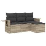 Set Divano da Giardino 4pz con Cuscini Grigio Chiaro Polyrattan