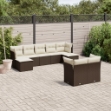 Set Divani da Giardino 9pz con Cuscini Marrone in Polyrattan