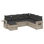 Set Divani da Giardino 7pz con Cuscini Grigio Chiaro Polyrattan