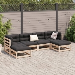 Set Divani Giardino 6 pz con Cuscini in Legno Massello di Pino