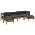 Set Divani da Giardino 6pz con Cuscini Legno Impregnato di Pino