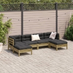 Set Divani da Giardino 6pz con Cuscini Legno Impregnato di Pino