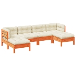 Set Divani Giardino 6pz con Cuscini Marrone Cera Massello Pino