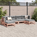 Set Divani Giardino 6 pz Cuscini Legno Massello Abete Douglas