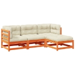 Set Divani Giardino 4pz con Cuscini Marrone Cera Massello Pino