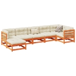 Set Divani Giardino 7 pz con Cuscini Marrone Cera Massello Pino