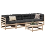Set Divani Giardino 5 pz con Cuscini in Legno Massello di Pino