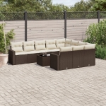 Set Divani da Giardino 11 pz con Cuscini Polyrattan Marrone