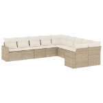 Set Divano da Giardino 10 pz con Cuscini Beige in Polyrattan