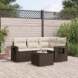 Set Divano da Giardino 5 pz con Cuscini Marrone in Polyrattan