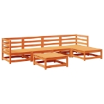 Set Divani da Giardino 6 pz Marrone Cera Legno Massello Pino