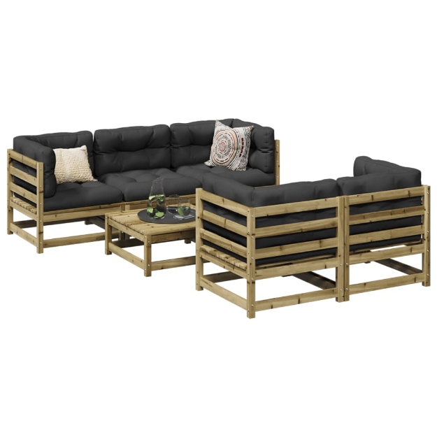 Set Divani da Giardino 6 pz in Legno Impregnato di Pino