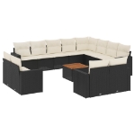 Set Divani da Giardino 13pz con Cuscini Nero in Polyrattan