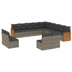 Set Divani da Giardino 13 pz con Cuscini Grigio in Polyrattan