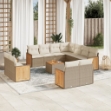 Set Divani da Giardino 12 pz con Cuscini Beige in Polyrattan