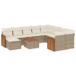 Set Divani da Giardino 11 pz con Cuscini Beige in Polyrattan