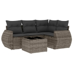 Set Divano da Giardino 5 pz con Cuscini Grigio in Polyrattan