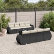 Set Divani da Giardino 9 pz con Cuscini Nero in Polyrattan