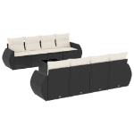 Set Divani da Giardino 9 pz con Cuscini Nero in Polyrattan