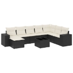 Set Divani da Giardino 9 pz con Cuscini Nero in Polyrattan