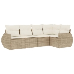 Set Divano da Giardino 5 pz con Cuscini Beige in Polyrattan
