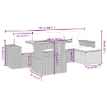 Set Divano da Giardino 6 pz con Cuscini Grigio in Polyrattan