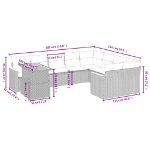Set Divano da Giardino 10 pz con Cuscini Grigio in Polyrattan
