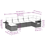 Set Divani da Giardino 7 pz con Cuscini Grigio in Polyrattan