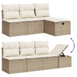 Set Divano da Giardino 9 pz con Cuscini Beige in Polyrattan